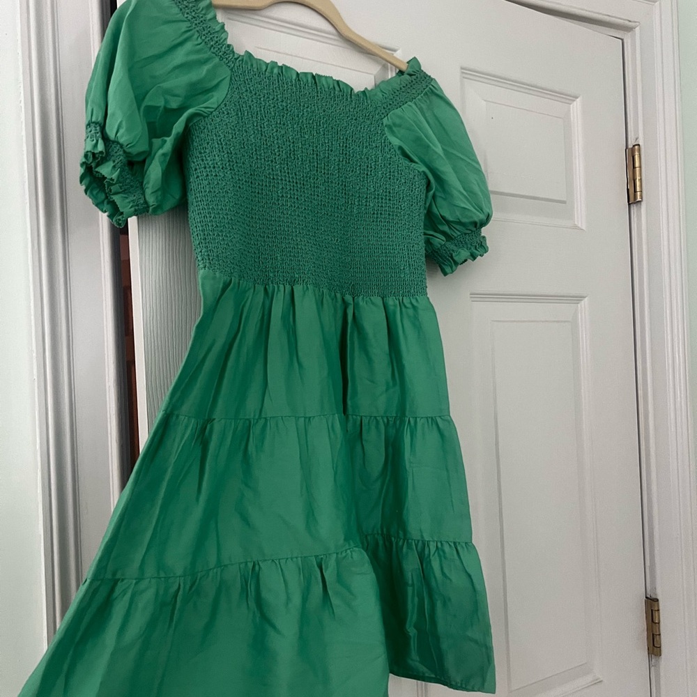 A beautiful green Alice and Olivia dress that zips and ties in the back